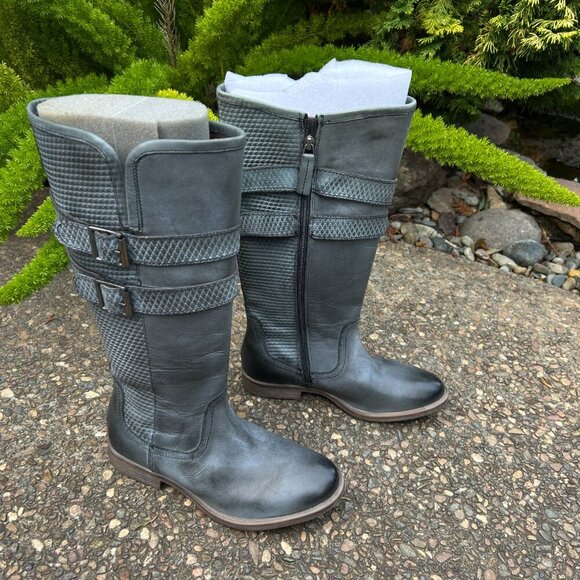 Roan by Bedstu Date Bluish Gray Leather Double Buckle Tall Shoes Size 8.5 - Picture 6 of 16